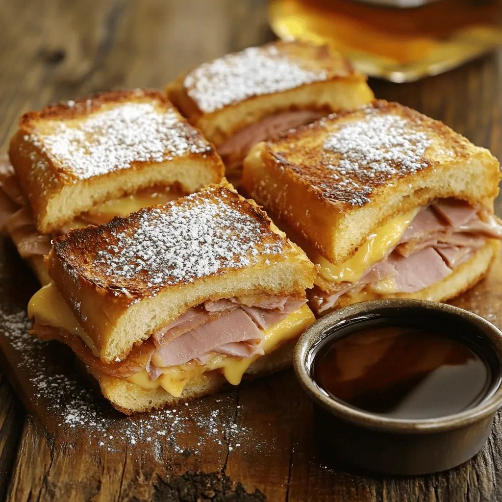 The ingredients for a Monte Cristo sandwich blend sweet and savory flavors. You need four key components: bread, meats, cheeses, and condiments.