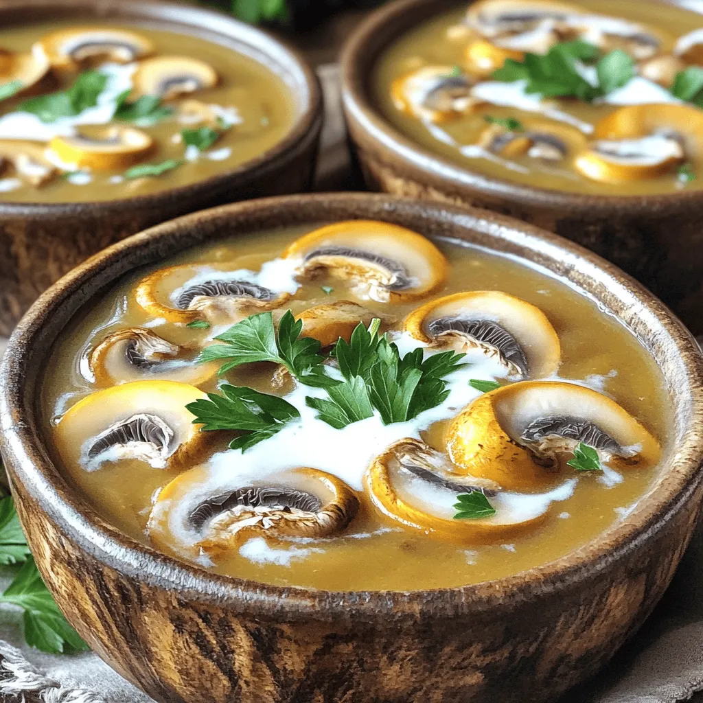 To make a great mushroom soup, you need key ingredients. First, choose your mushrooms. I love using shiitake, cremini, and oyster mushrooms. These types of mushrooms bring rich flavors and varied textures. They pair well together, creating a deep, earthy base for the soup.